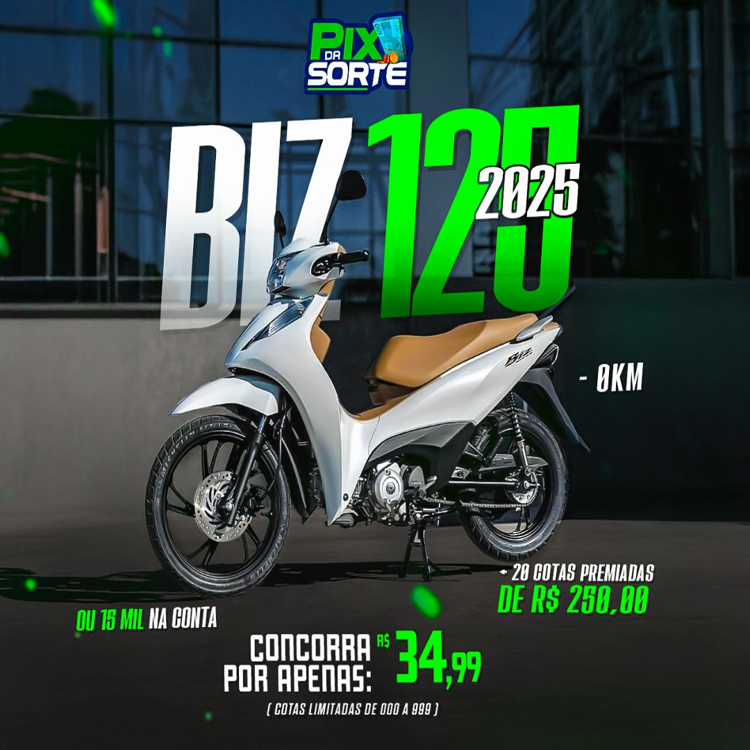 MEGA SORTEIO BIZ 125 EX 0KM OU 15K